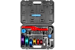 Cherbowing Piegatubi di tubi in rame e tubi dei freni, manuale con tagliatubi Sbavatrice per aria condizionata, pinza piegatrice per tubo freno, strumento di piegatura da 1/4" a 7/8" fino a 90 angoli