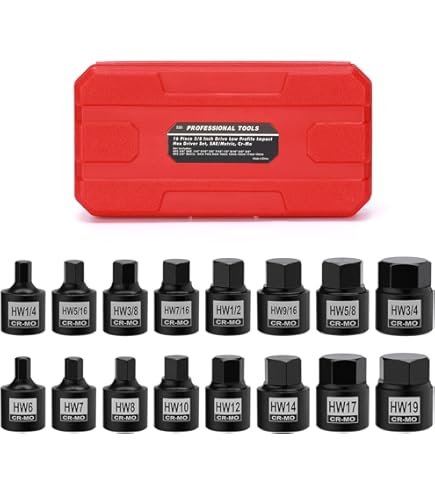 US PRO 9-teiliger Stubby Impact Stecknuss-Satz – 1/4" & 3/8" Antrieb, Sechskant 6-19 Mm, Auf Schiene