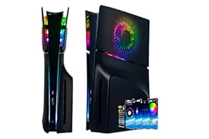 FORMLESSEMPIRE Frontplatte für PS5 Seitenschalenplatten PlayStation 5 Disc Edition Konsole Ersatz Zubehör Case Cover Black Plate Anti-Scratch Dust Cover Skin Protector (Schwarz mit LEDs Slim Disc Edition)