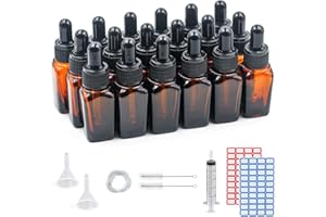 Dondeen Pipettenflasche 10ml,18 pcs braunglas glasflasche pipette,Apothekerflasche,tropfflasche,mit Spritze Trichter,für ätherische Öle, Parfümöle, Flüssigfarbstoffen Aromatherapie Mischungen (10ml)