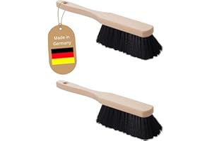 Novaliv Juego de 2 Cepillos de Mano de Madera Negro - Cerdas Suaves para Camping, Coche y Limpieza General - Escoba Portátil