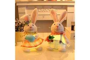 ONESHLEE Osterdeko Beleuchtet, Osterwichtel Osterhase Mit Led Licht, Wichtel Figuren Kleine Mit Hase Ohren, Osterdekoration Ostern Deko Tisch, Oster Geschenke Kinder Weihnachtsdeko Weihnachtswichtel (A)