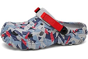 ihinzry Zuecos de jardín para hombre, diseño de mulas gráficas, sandalias de playa para hombre, zapatillas de exterior con correa ajustable