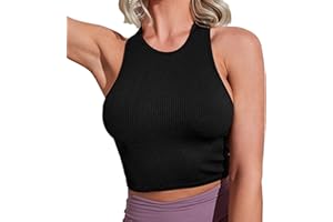 ATRACTIVOLL Crop Tank Tops, damski podkoszulek, letnia podstawowa koszulka pod głowę, elastyczna i oddychająca, koszulka bez rękawów, casualowa, sportowa