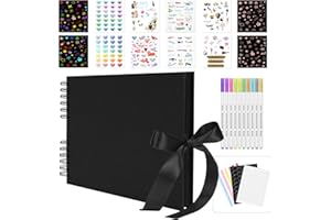 Bemece Album photo de scrapbooking - 80 pages - Papier artisanal - Pour anniversaire, mariage, voyage, fête prénatale - Noir…