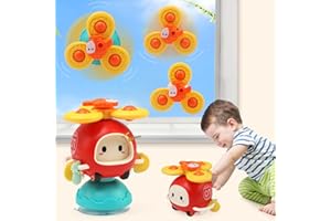 JoyPlus Gioco Ventosa per Bambini 6 Mesi, Montessori Sensoriale Giochi Neonato 6-9 Mesi, Educativo Attività Giocattoli Bambini con Ventose, Regalo Bimbo 6 12 18 Mesi (Elicottero Rosso)