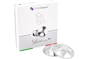 COVERbasics Paracapezzoli in Argento (SilverCups) Coppette Proteggi Capezzoli per Aiutare a Prevenire e Lenire Le Ragadi al Seno Durante l' Allattamento (XL)