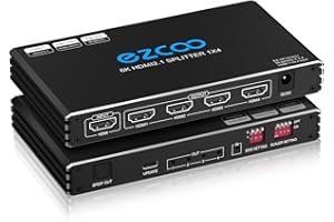 ROFAVEZCO Splitter HDMI 2.1 4K 120Hz 1X4 Estrattore Audio VRR ALLM HDCP2.3 HDR10+ SPDIF ottico 5.1CH Audio EDID Scaler 4K 1080P HDMI Splitter 8K 1 IN 4 OUT Dual Monitor per PS5 Xbox NVIDIA AMD