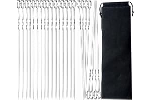 BASICON Pack of 24 Stainless Steel Barbecue Skewers, BetterJonny 30 cm, Reusable Grill Kabob Skewers, Sticks Meat Skewers, Metal Skewers for BBQ, Meat, Vegetables, Stick Bread for Grilling