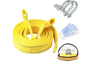 WYTNB 4m High Strength Tow Rope, 5 Tonnes Heavy Duty Towing Strap, Breakdown Recovery Rope, High Toughness Winch Strap, Off Road with Safety Hooks Antislip Gloves Carrying Bag for Cars Vans Boats