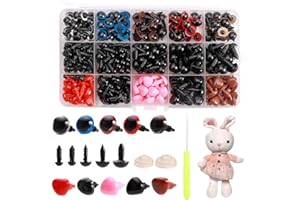 TiamaraEon Safety Eyes Toy, 752PCS Safety Eyes and Washers Set for Toy Making, Colorful Glitter Safety Craft Doll Eyes Noses with Washers for Crochet Toys Teddy Bear Doll