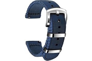 ULLCHRO Nylonowy pasek do zegarka, zapasowy płócienny pasek do zegarka, wojskowy, dla mężczyzn i kobiet, 18 mm, 20 mm, 22 mm, 24 mm, bransoletka do zegarka ze srebrną klamrą ze stali nierdzewnej