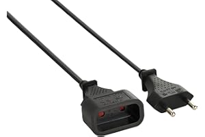 Electraline 20647015D Rallonge Prolongateur électrique 5 mt prise/fiche européen 6A - section 2x0,75 mm², Noir