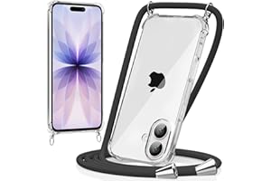 caslord Handyband kompatibel mit iPhone 17, Necklace Hülle mit Bands Handyhülle für zum Umhängen, Transparent Case mit Handykordel,Stoßfeste Schutzhülle zum Umhängen Kordel, Schwarz