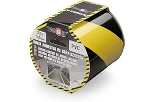 TARGET - Cinta de Señalización Adhesiva | Para Marcaje de Suelos y Objetos, Advertecia de Seguridad (AMARILLO Y NEGRO, 33 M x 100 mm)