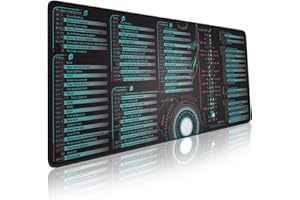 PIXIECUBE Windows, Office, Excel, Adobe Photoshop Touches de raccourci étendues Grand tapis de souris | Tapis de bureau de jeu pour PC. Tapis de souris à base antidérapante à bord cousu, tapis de clavier