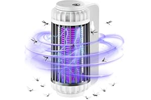 AMNF Lampada anti-zanzara, lampada da zanzara interna, 3000 V 360 ° USB ricaricabile Bionic Mosquito Killer, per camera da letto, giardino, campeggio (grigio bianco)