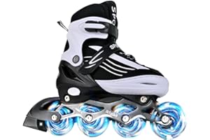 MGYZM Patins à roulettes en Ligne pour garçons et Filles, Noir Blanc Roller Enfants pour Adolescents et Adultes avec Roues Lumineuses pour Les Sport (Noir Blanc, M (EU 32-36))