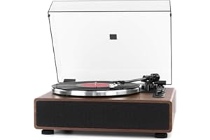 MERSOCO Tocadiscos de Vinilo Bluetooth con Altavoz Incorporado, Tocadiscos de transmisión por Correa HiFi con Cartucho magnético AT-3600L, Entrada Auxiliar RCA, 2 velocidades