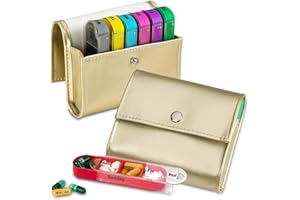 MEDCA Tygodniowy organizator pigułek podróży - (zestaw 2) leki Portfel Pill Box Przypomnienia, pojemnik pigułki Dispenser Case, Vitamin Caddy Organizer, dla 4 razy dziennie, 7 dni w tygodniu