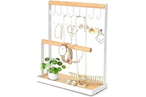 Sanshaoye Jewelry Organizer, 3-Tier Halskette, Armband, Ohrringe, Ringe Halter Stand, Schmuck Turm für Zuhause und im Geschäft, ideale Geschenke für Frauen und Mädchen (Weiß)