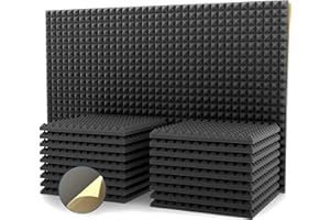 AKSBTEC 24 Stück Akustikschaumstoff Selbstklebend,Pyramidenschaumstoff, Hochdichte 25㎏/㎥ Noppenschaumstoff, Schaumstoffplatte, Schalldämmung Schallabsorber für Tonstudio,Büro,Arbeitszimmer,Heim 30x30x2.5cm