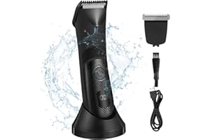 Aytop Afeitadora Corporal Masculina, Recortadora Corporal Hombre con Pantalla LCD Luz LED Recargable Depiladora Corporal Hombre con Cuchilla y Base de Cerámica Reemplazables Para Uso en Seco y Húmedo