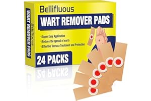Bellifluous Wart Remover, 24pcs Verruca Treatment Plasters for Kids Adults, Plantar Wart Remover for Hands Feet Face, Wart Plasters Corn Remover, Deep Verruca Removal Effective Pain Relief