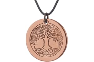 DEMMEX Tree of Life Pendant Necklace, 2.5mm Thick, 1.5 Inch Diameter, Unisex, Handmade in Turkey, Pure Copper - Polish with Sea Salt Lemon Mix