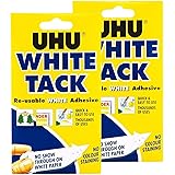 UHU White Tack Twin Pack - Sticky Reusable Adhesive Putty