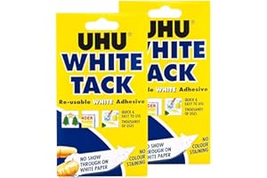 UHU White Tack Twin Pack - Sticky Reusable Adhesive Putty