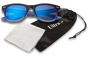 ULTRABYEASYPEASYSTORE Ultra Kids Sunglasses - UV400 Protection Retro Classic Style Shades for Boys & Girls, Ages 3 to 16 with Carry Pouch and Glasses Cloth