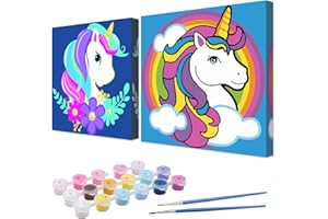 BEAYIOU Malen Nach Zahlen Für Kinder Mädchen Und jungen,DIY Einhorn Handgemalt Ölgemälde Kit,Malen nach Zahlen Anime,Malen nach Zahlen ab 6 7 8+ Jahre Mädchen Und jungen 20 x 20cm,Geschenk für Kinder（Gerahmt）