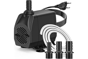 Knifel Springbrunnenpumpe 45W 2500L/H Automatische Abschaltung bei Niedrigwasser Schutz vor überhitzung Funktion Ultra Leise Teichpumpe Wasserpumpen Mit 1,8m Kabel für Brunnen, Hydroponik-Systeme