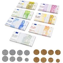 Druuzy Set De 400 Billetes Y Monedas De Euro De Juguete – Dinero Falso Para Juegos De Tienda Y Aprender A Contar, Ideal Para Niños A Partir De 3 Años