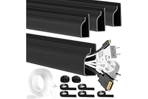 REFLYING 4 Confezioni Canalina Passacavi Canalina del Cavo del Canale J con Nastro Adesivo Canalette Elettriche per Nascondere Cavi, Nero, 4 x 40cm