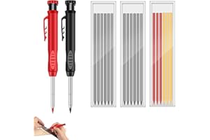Syylqyr 20 PCS Construction Pencil Set,18 Carpenter Pencil Refills with 2 Solid WaterproofPencil,Replacement 3 Colors for Builders Construction Architect Woodworking (Black+Red+yellow)