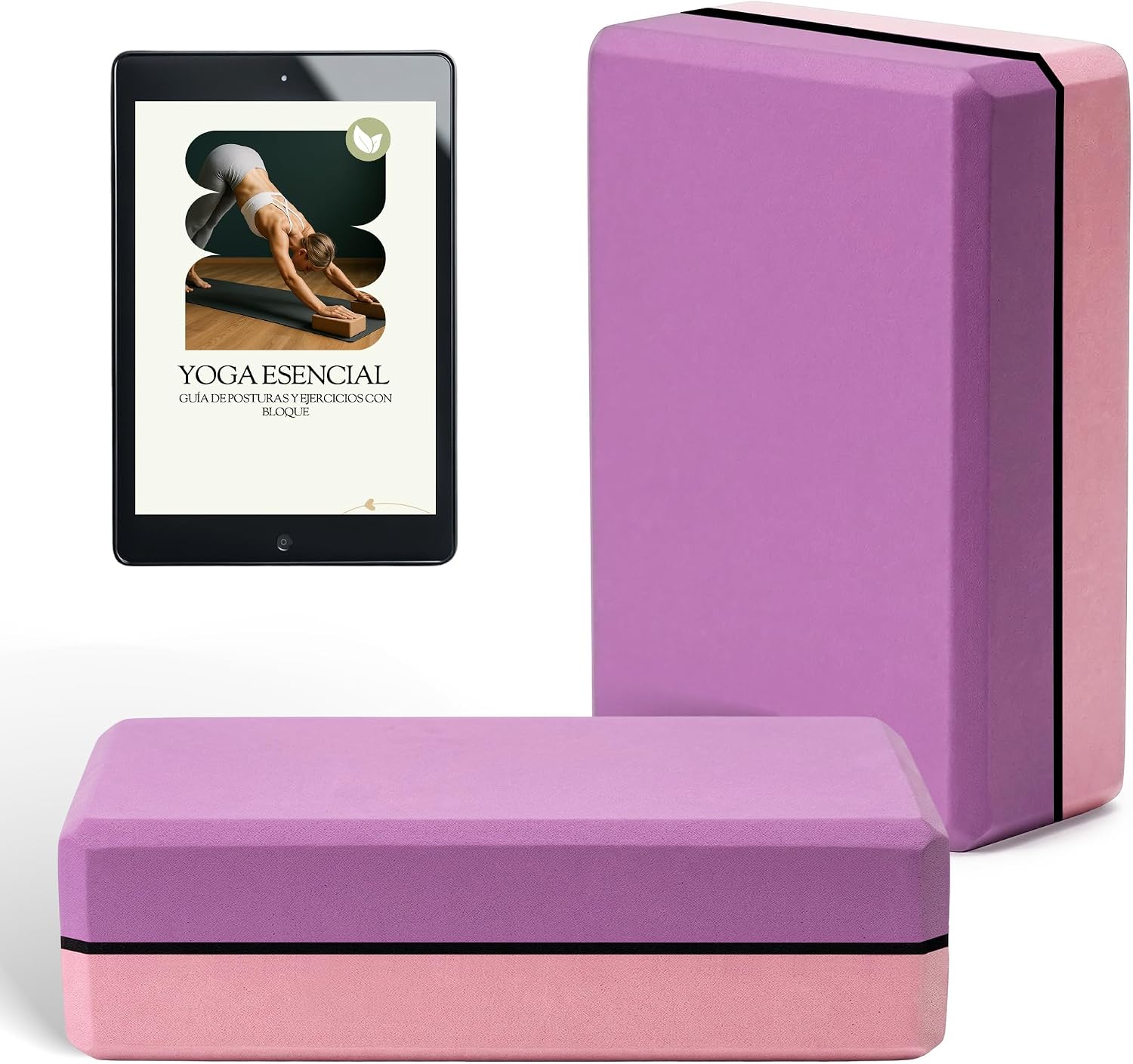 MOLIMILL Bloque Yoga 2 Unidades Espuma EVA + Ebook Ejercicios Yoga con Ladrillo | Ladrillo Yoga Ideal Para Pilates, Yoga, Fitness y Gimnasio