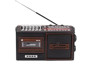 FOCKETY Retro Boombox Cassette Player, Classic 80s Style Retro Home Audio Stereo AM SW Radio, Noiseless Portable Tape Cassette Player/Recorder, Support Storage Card, USB, Antenna, Headphone Jack(UK Brown)