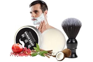 CURELUXE Shaving Soap for Men - Shaving Cream Soap with Shaving Brush- Shaving Soap with Coconut Oil - Dense Foam Shaving Kit for Men - Travel Mens Soap Bar - Rich Lather for the Smoothest Shave