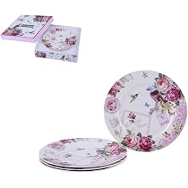 London Boutique 3-stöckige Porzellan-Etagere Für Nachmittagstee – Mit Vogel-Rose-Muster, Inkl. Geschenkbox (Blau)