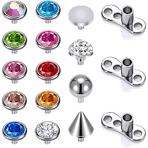 Top Piercing à Visser En Acier Chirurgical 316L - Fleur Avec 6 Zircons - 9,5 Mm - Plaqué Or 14K Ou Rhodié - 11