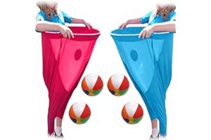 KENMOHUO 2+4Pcs Granny Pants Yard Game, Super Giant Pants Outdoor Game with 4 Bouncy Balls and 2 Pants, Recreational Tossing Games for Family Reunion and Adult Party (Blue and Pink)