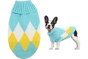 JODSEN Hundepullover Kleine Hunde,Winter Warmer Hundepullover,Hundepullover,Haustier Pullover Rollkragen,Strickpullover Hunde,Hundepullover Weste für Kleine Mittelgroße Hunde (Blau-M)