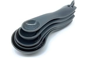 PEDAS PEDIS LIMITED Premium Coloured Plastic Measuring Spoon Set - 5-Piece Baking Essentials, Including Tablespoon, Teaspoon, and Medicine Spoon for Precise Measurements in Baking Accessories & More (Grey)