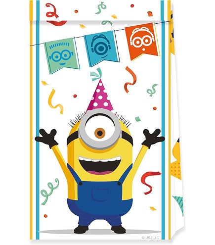 Invitations Anniversaire Minions – Lot De 6 Cartes Avec Enveloppes – Amscan – Idéal Pour Fête D’enfant, Décoration Thématique