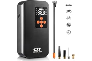 Cxy Gonfleur Pneus Voiture, électrique Compresseur à Air Portatif, 7500mAh Rechargeable compresseur Pneus Voiture avec 4 Buses Différentes pour Voitures, Motos, Vélos et Ballons.