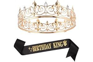 Dimetey Birthday King Crown and Sash for Men,Birthday Decoration Sets for Men,Birthday Gifts for Men,Birthday Party Prom Decorations for Men