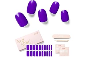 NAILOG Semi Cured Gel Nail Strips Glossy & Long Lasting Soft Gel Finish (20 Extra Long Nail Stickers) | Nail Wraps| White & Pink Glitter, French Tip (Eminence)