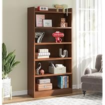 Lukzer Engineered Wood 6 Tier Bookcase Open Book Shelf Storage ...
